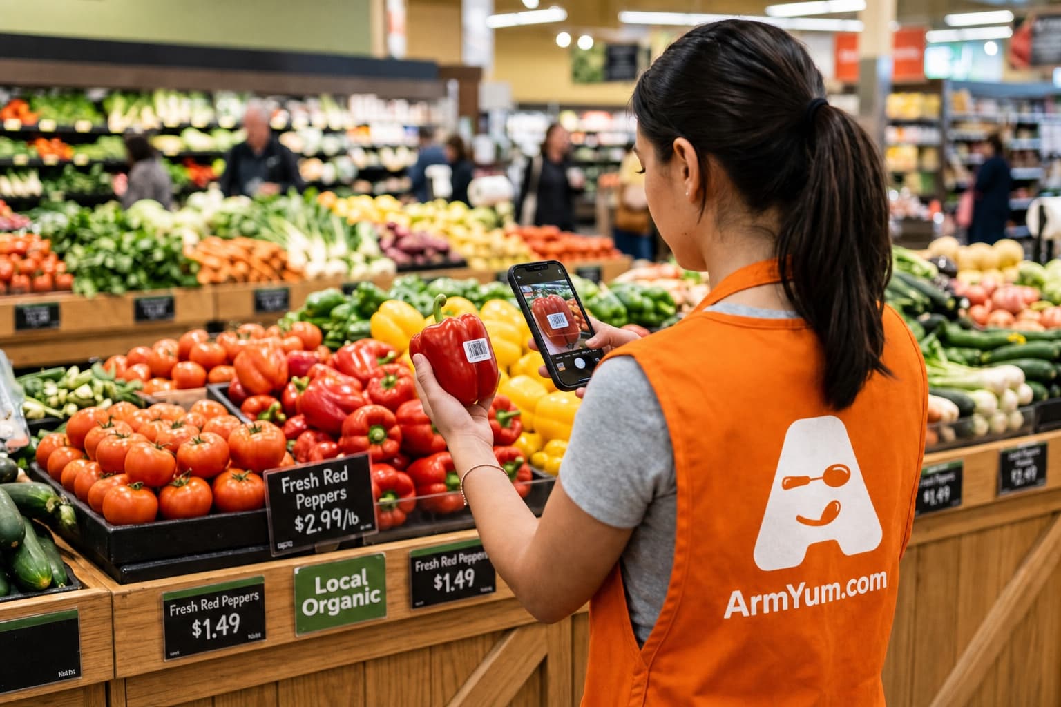 ArmYum shopper scanning a barcode in store
